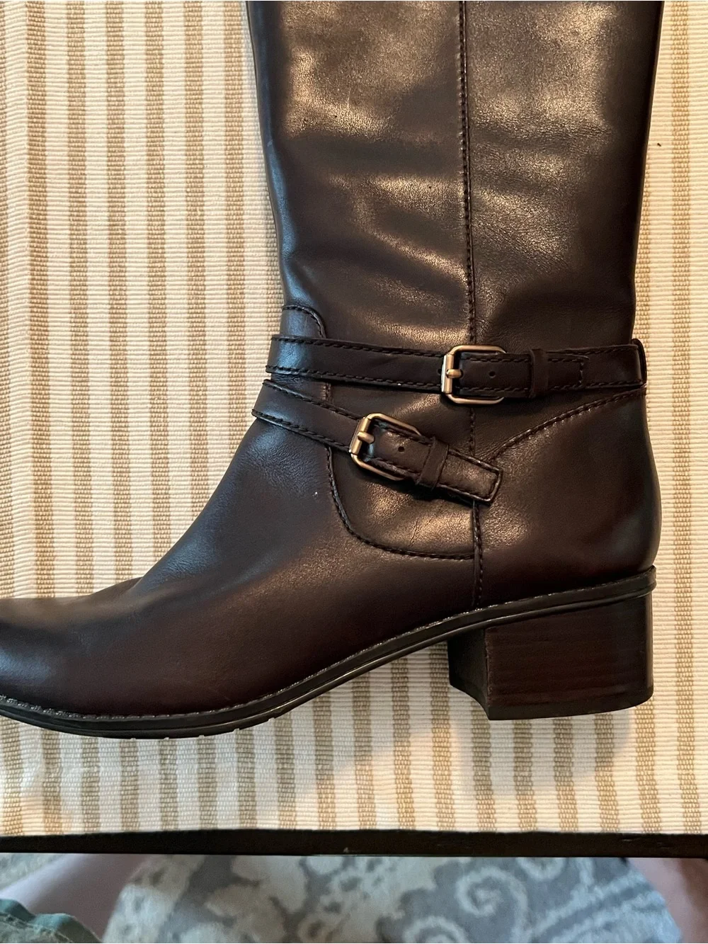 Bandolino Carlotta two-tone leather riding boots- Black and Brown